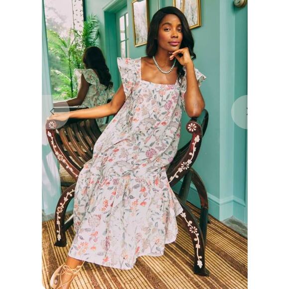 Ophelia & Indigo Floral Block Print Midi Dress - Picture 12 of 12